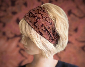 Women's hairband, arabesque batik fabric, stretch headband, ethnic fabric