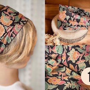 Banda para el cabello para mujer, tejido floral batik liberty, elástico imagen 4