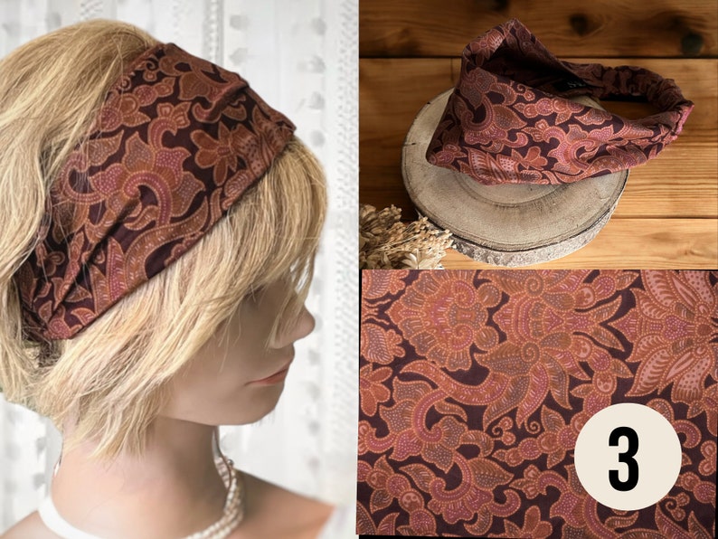 Banda para el cabello para mujer, tejido floral batik liberty, elástico imagen 6