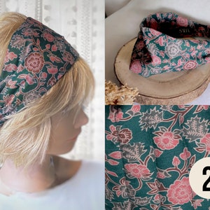 Banda para el cabello para mujer, tejido floral batik liberty, elástico imagen 5