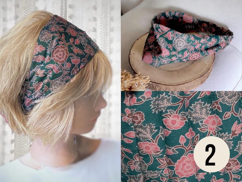 Banda para el cabello para mujer, tejido floral batik liberty, elástico imagen 5