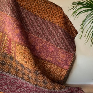 Living room rug, handmade Balinese rug in batik fabric, ethnic and bohemian style, decorative rug, washable
