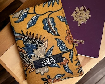 Passport cover in Balinese cotton batik, travel accessories