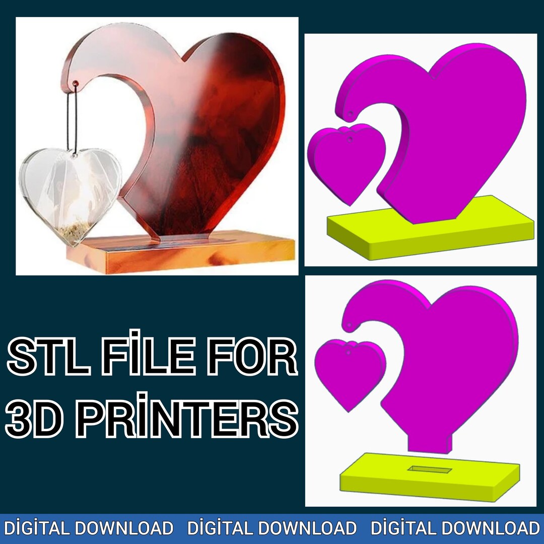 3D Print Love Heart Hanging Photo Frame STL File Vase , Love , 3D ...