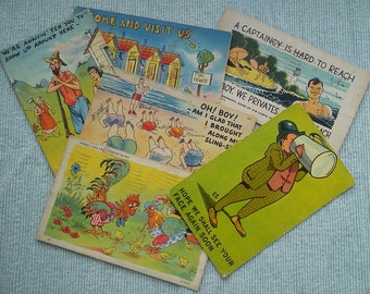 Vintage postcards, old postcards, funny postcards, flat mail, happy mail, gift idea