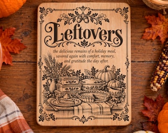 Thanksgiving Leftovers SVG, Holiday Meal PNG, Fall Kitchen Laser Engraving File, Autumn Food Sign Design