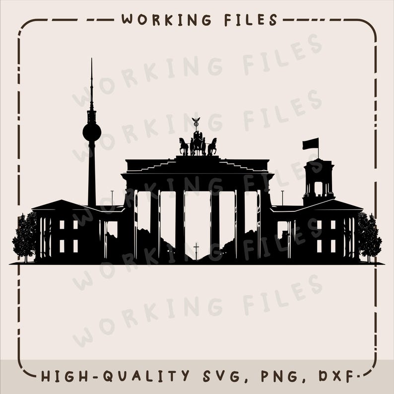 Berlin City Skyline SVG, Brandenburg Gate Design, Berlin TV Tower ...