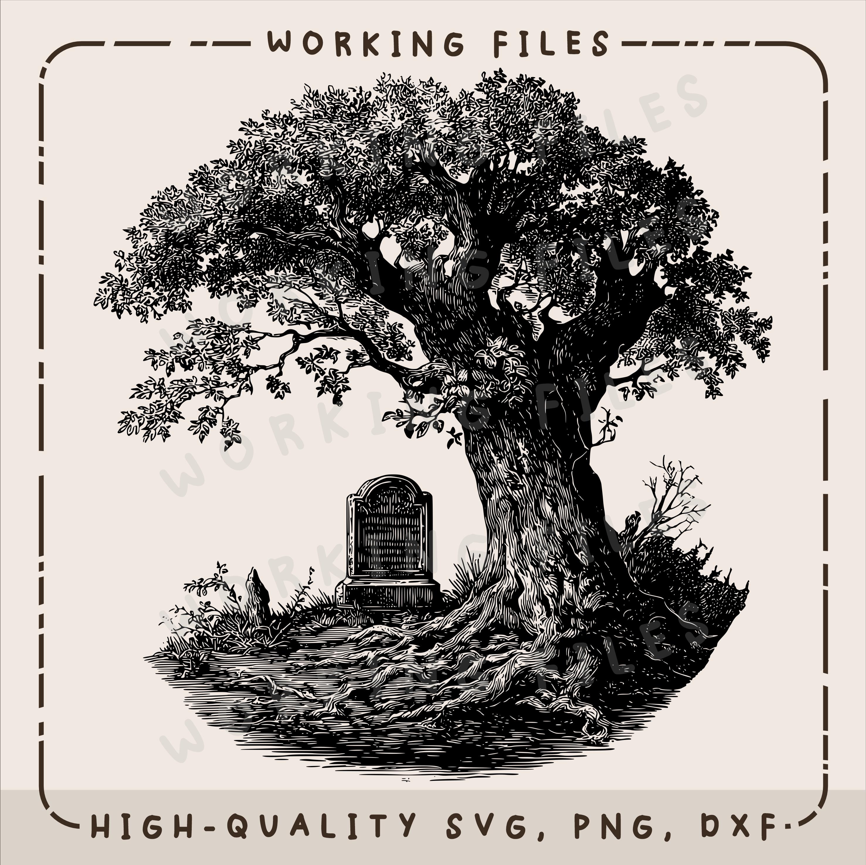 Tombstone Tree SVG, Halloween Cutting Boards, Laser Engraved Files ...