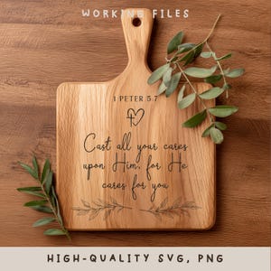 Bible Verse Quotes SVG, Christian Cutting Board PNG, Charcuterie Board, Laser Engraving Files