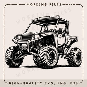 Side by Side Lifted SVG, UTV Vector Design, Off Road Laser Engraver, Clip art PNG, Cnc, Cutting Boards, Digital Download