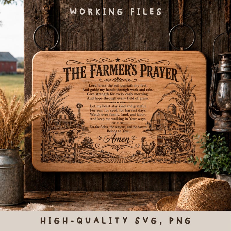 Men's Prayer SVG Bundle, Hunter Fisherman Cowboy Farmer Trucker Mechanic Lineman Biker PNG, Cabin Sign Laser Engraving image 4