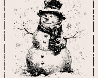 Joyeux bonhomme de neige SVG, svg de planches à découper, conception de scènes d'hiver, fichiers gravés au laser, planche de charcuterie, clipart PNG, téléchargement numérique