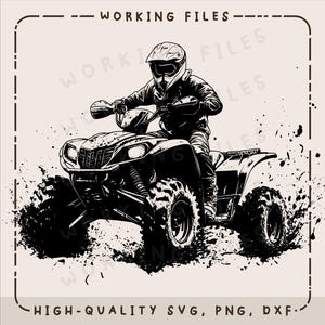 ATV Stuck in Mud SVG, Quad Vector Design, Off Road Laser Engraver, 4 Wheeler PNG, Cnc, Cutting Boards, Digital Download