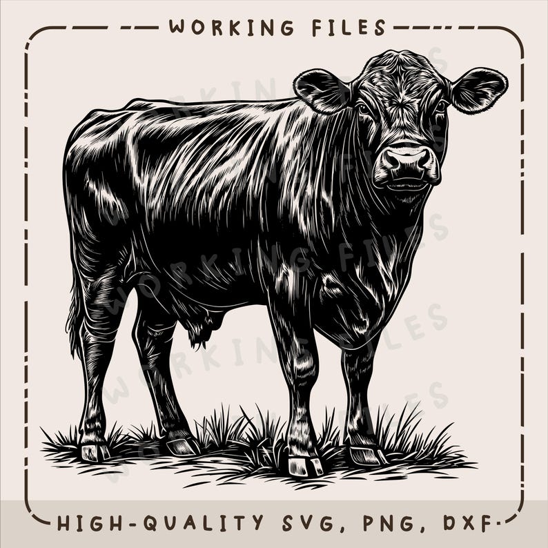 Black Angus SVG, Farm Animal Png, Cow Vector Design, Laser Engraver ...