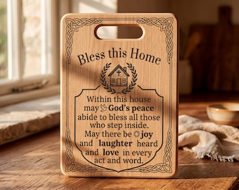 SVG "Bendice este hogar", tabla de cortar cristiana, PNG de letrero de bienvenida, archivos para grabado láser
