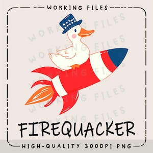 Firequacker Goose PNG, 4th of July Shirt Design, America Png, Patriotic Day PNG, Fourth of July PNG, Funny Goose Digital Download
