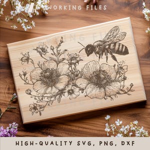 Honigbiene und Blüte, Schneidebrett SVG, Charcuterie Brett, Laser Gravierdatei, Schneidebrett, Cnc, digitaler Download