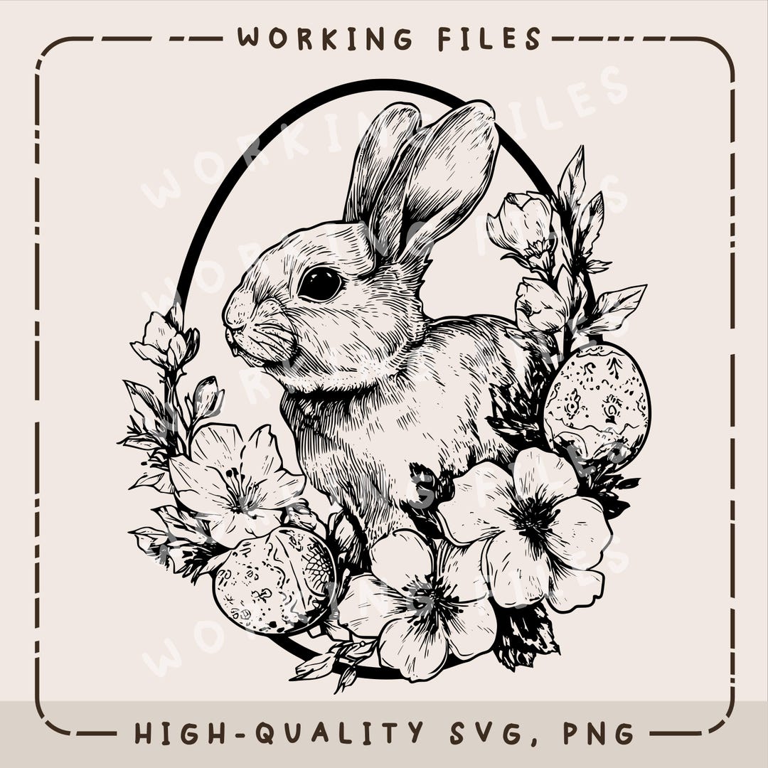 Easter Eggs SVG Decor, Bunny PNG Design, Spring Floral Clipart, Laser ...