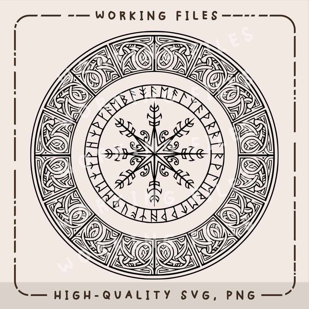 St Rune Svg Vegvisir SVG, Scandinavian Ornament PNG, Rune Clipart Design, Laser ...