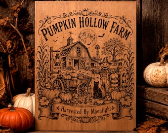Pumpkin Hollow Farm SVG, Halloween Farm Cutting Board Design, Pumpkin Patch PNG, Fall Laser Engraving File