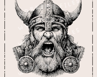 Grito vikingo SVG, diseño escandinavo PNG, archivos de grabado láser para Lightburn y Glowforge CNC.