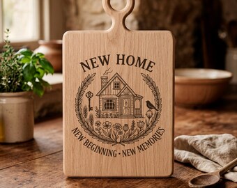 Letrero de inauguración de casa SVG, tabla de cortar de cocina, regalo para recién casados PNG, archivos para grabado láser