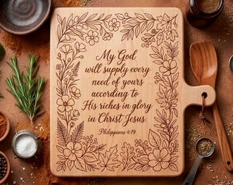 Filipenses 4:19 Versículo bíblico SVG, citas cristianas, tabla de cortar PNG, archivos para grabado láser