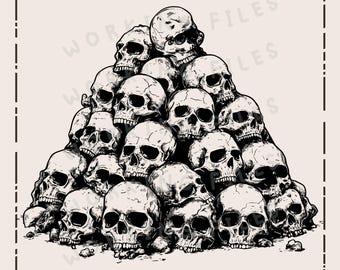 Pile of Skulls SVG, Spooky Halloween Png, Skeleton Bones, T-Shirt Sublimation Design, Laser Engraving, Cutting Boards Svg, Digital Download
