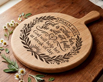 Christian Woman SVG, Cutting Board PNG, Psalm 46:5 Bible Verse, Laser Engraving Files
