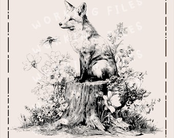 Forest Fox SVG, Wildlife Clipart PNG, Woodland Animals Design, Laser Engraving Files, Cutting Boards