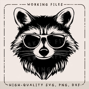 Waschbär-Kopf SVG, Tier Gesicht Vektor-Design, Laser Engraver, Clip Art PNG, Schneidebretter, digitaler Download