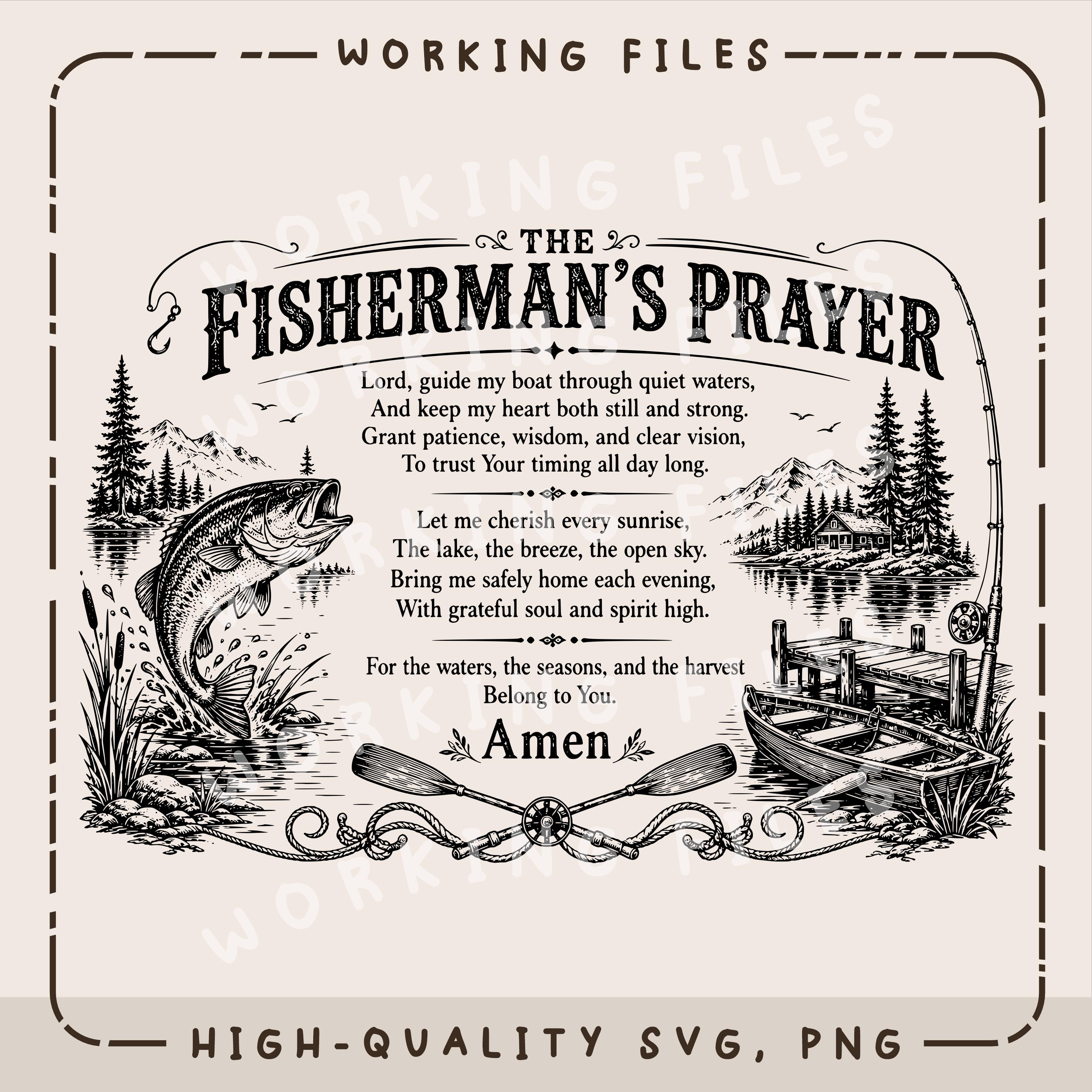 Prayee Fish Fisherman's Prayer SVG, Fishing Cutting Board Design, Christian Sign ...