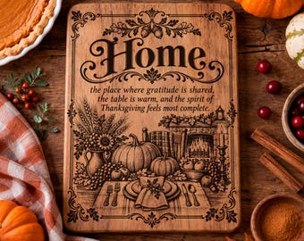 Thanksgiving Home SVG, Gratitude Quote PNG, Fall Farmhouse Laser Engraving File, Autumn Family Sign
