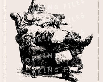 SVG de Papá Noel, tablas de cortar SVG, diseño navideño, archivos grabados con láser, tabla de charcutería, imágenes prediseñadas navideñas PNG