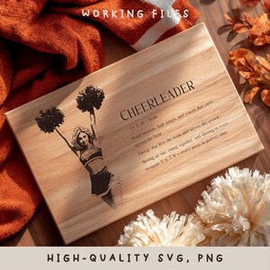 Cheerleader Definition SVG, Sport Lovers Gift, Laser Engraving Files, Cutting Board PNG
