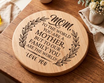 Mom Cutting Board SVG, Mother's Day PNG, Laser Engraving File, Kitchen Chopping Board