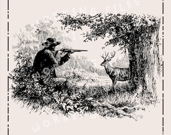 Hirsch Jäger SVG, Laser-Gravur-Dateien, Jagd Clipart PNG, Schneidebretter svg