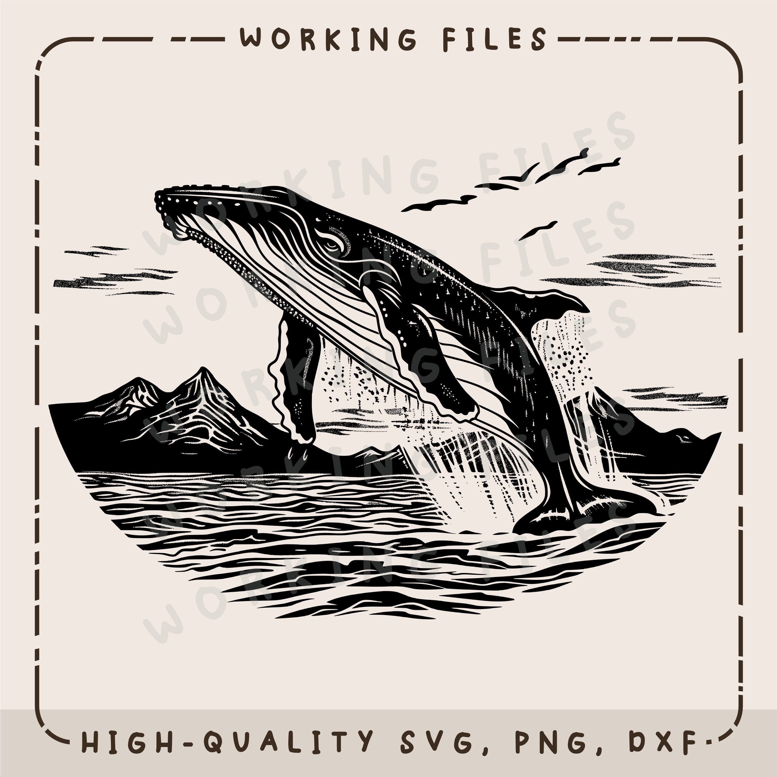 Whale Breaching SVG, Humpback Vector Design, Laser Engraver, Ocean