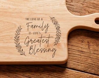 Tabla de cocina familiar SVG, tabla de cortar cristiana PNG, tabla de charcutería, archivos para grabado láser