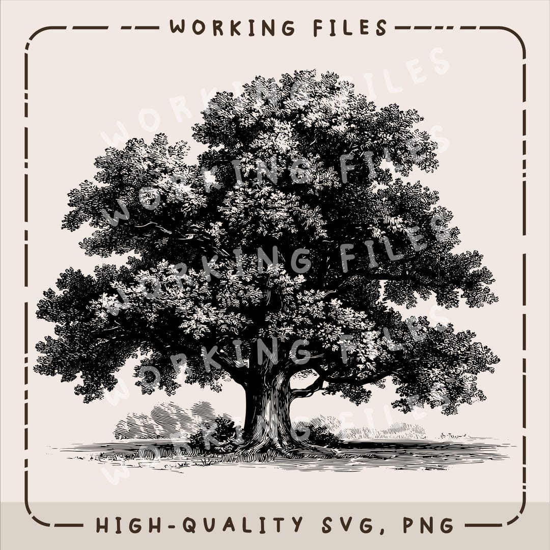 Oak Tree SVG, Nature Scene Design, Laser Engraving Files, Cutting ...