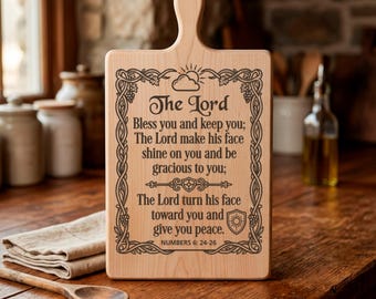 SVG "Señor te bendiga", tabla de cortar cristiana, versículo bíblico Números 6:24-26, archivos para grabado láser.