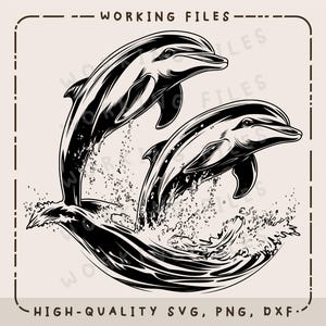 Delfine springen SVG, Ozean Leben Vektor-Design, Laser Engraver Cnc, Clip Art PNG, Schneidebretter, digitaler Download