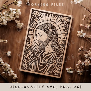 Jesus Christ Stained Glass, Cutting Board SVG, Charcuterie Board, Laser Engraving File, Chopping Board, Vintage Design, Digital Download