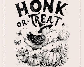 Honk or Treat SVG, Halloween Goose Design, Fall Shirt PNG, Witchy Halloween Svg, Spooky Goose Design, Laser Engraving, Cutting Boards