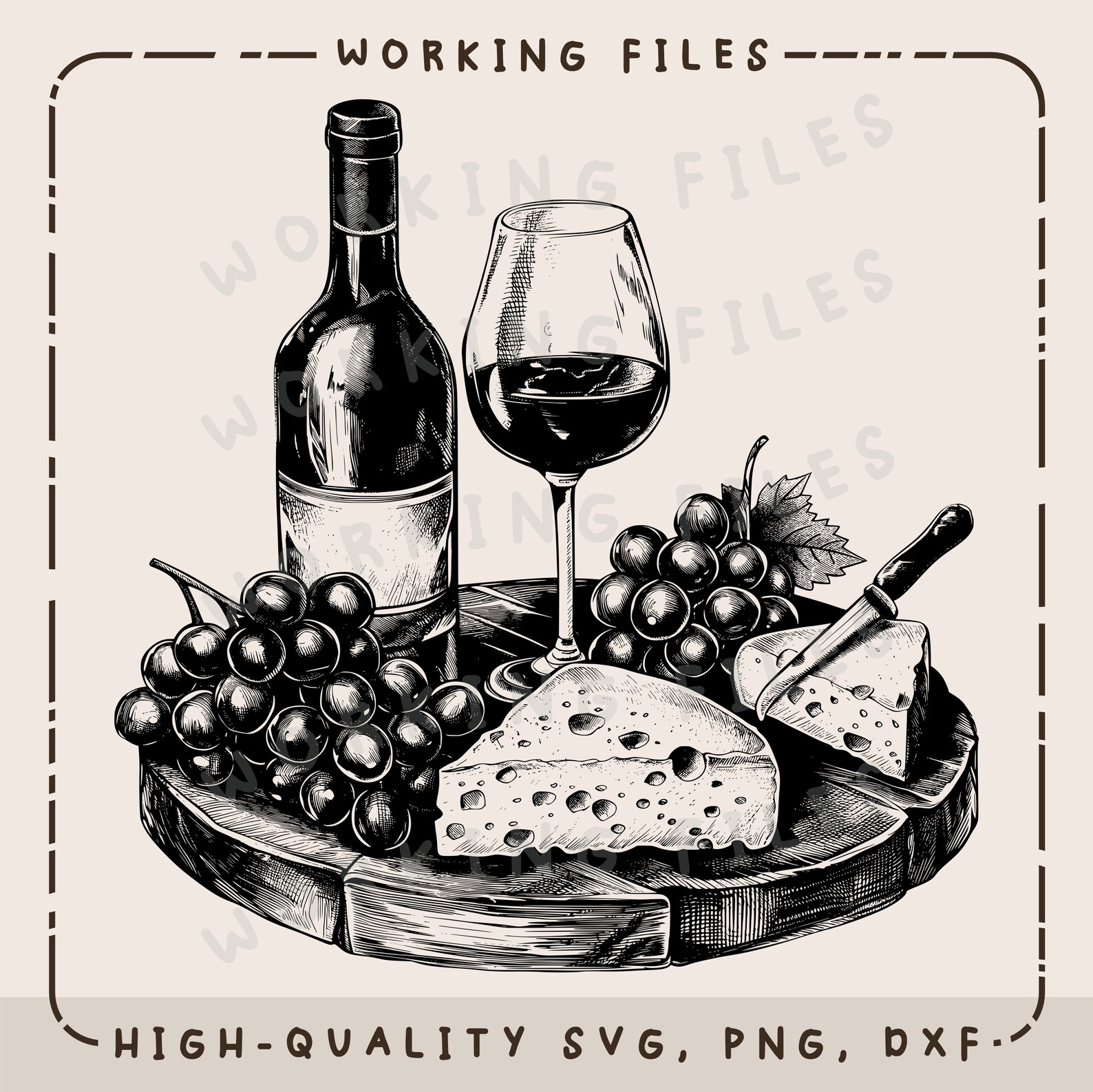 Wine and Cheese SVG, Vector Design, Laser Engraver, Clip Art PNG, Cnc ...