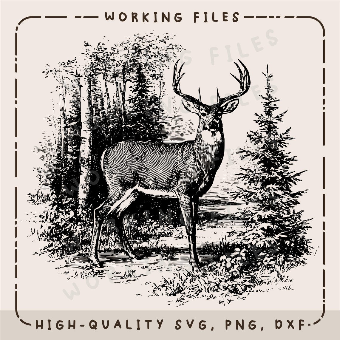 Buck in Woods SVG, Hunting PNG, Whitetail Vector Design, Deer Laser ...