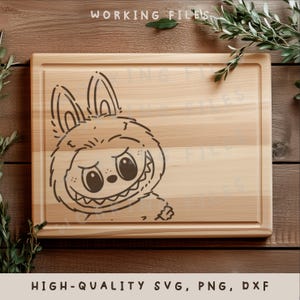 Labubu Svg, snijplank SVG, vleeswarenplank, lasergravurebestand, snijplank, png-ontwerp, digitale download