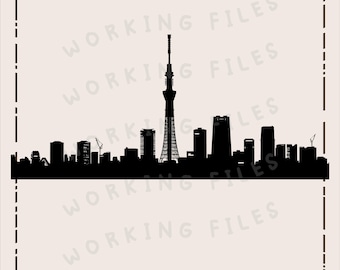 Tokyo City Skyline SVG, Tokyo Tower Design, Japan Laser Engraver