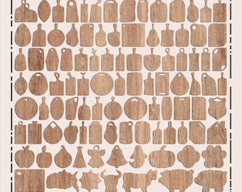 100 plantillas SVG de tablas de cortar, paquete DXF de tablas de charcutería para cocina, archivos de corte láser para CNC, Glowforge, Lightburn, xTool, X-Carve