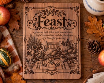 Thanksgiving Feast SVG, Harvest Dinner PNG, Fall Table Laser Engraving File, Autumn Family Gathering Sign